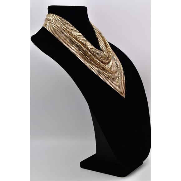 PA Vintage Mesh Chainmail Bib Choker Necklace Gold Chunky Signed 1990s BinBD - Picture 4 of 12